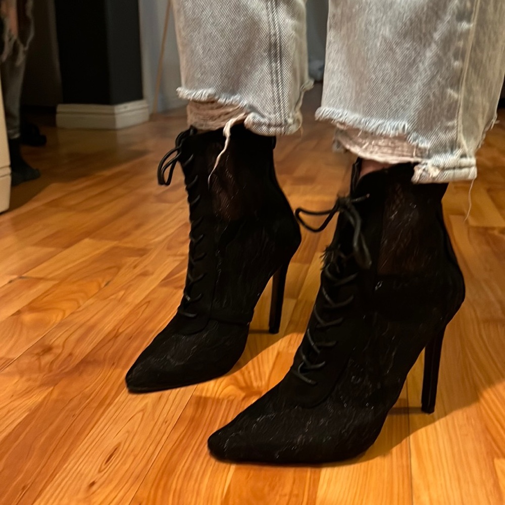 Black lace heels.